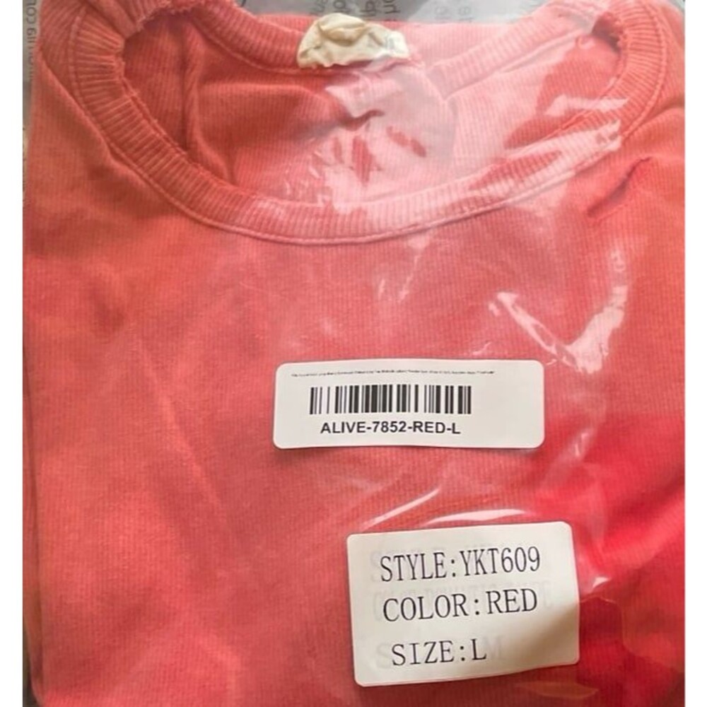 POL top large pol shirt pol crop top pink red top long sleeve tshirt stretchy L